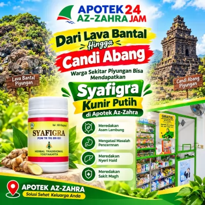 Dari Lava Bantal Hingga Candi Abang, Syafigra Kunir Putih Kini Tersedia di Apotek Az-Zahra Piyungan